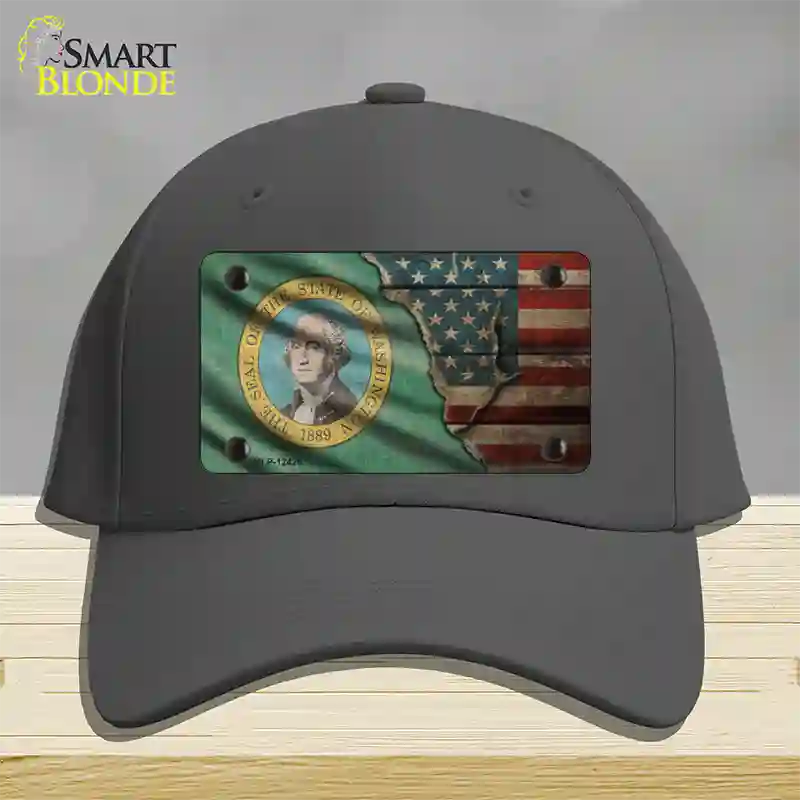 Washington/American Flag Novelty License Plate Hat Cotton / Charcoal