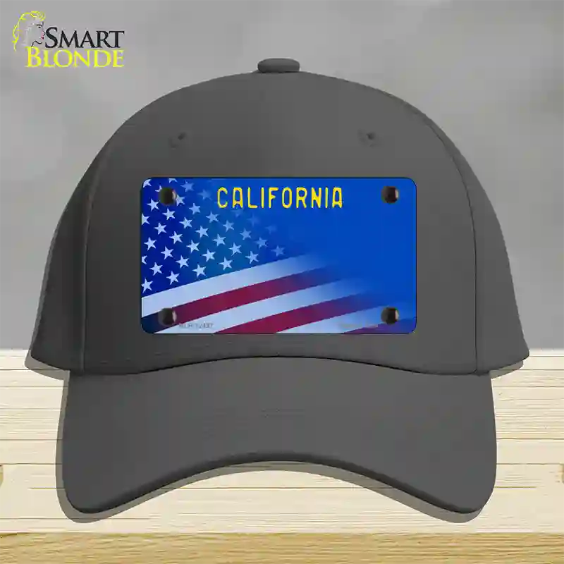 California with Blue California Plate Novelty License Plate Hat Cotton / Charcoal