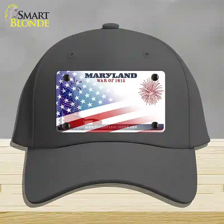 Maryland War Plate American Flag Novelty License Plate Hat Cotton / Charcoal