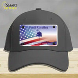 South Carolina Travel Plate American Flag Novelty License Plate Hat Cotton / Charcoal