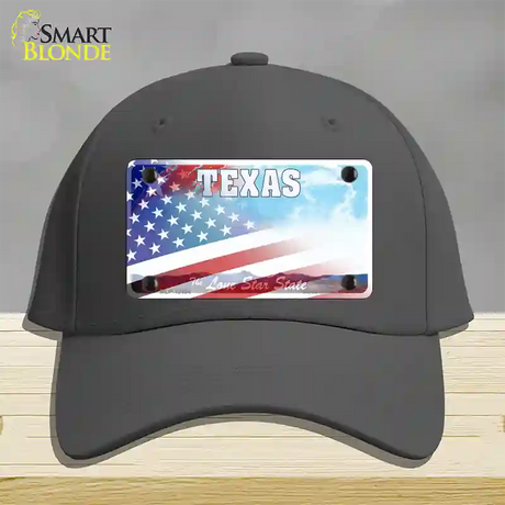 Texas Lone Star Plate American Flag Novelty License Plate Hat Cotton / Charcoal