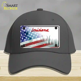 Louisiana 200 Years with American Flag Novelty License Plate Hat Cotton / Charcoal