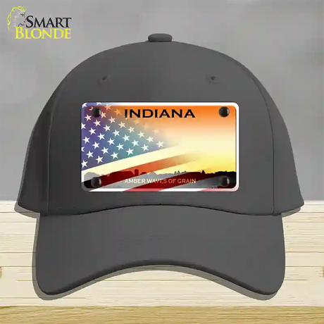 Indiana Amber Waves Plate American Flag Novelty License Plate Hat Cotton / Charcoal