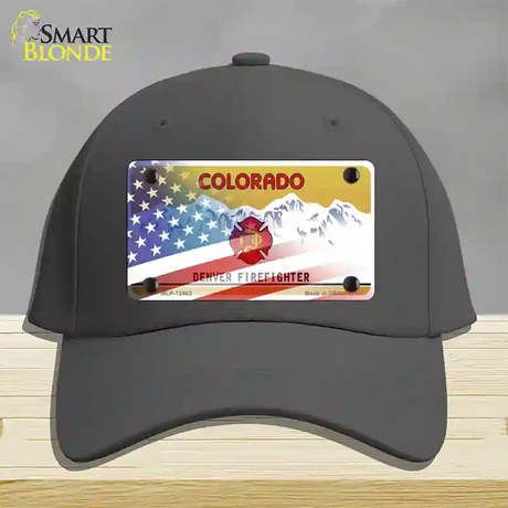 Colorado Firefighter Plate American Flag Novelty License Plate Hat Cotton / Charcoal