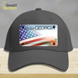 Georgia Peach with American Flag Novelty License Plate Hat Cotton / Charcoal