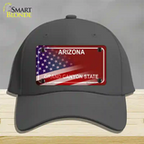 Arizona Red with American Flag Novelty License Plate Hat Gray Cotton