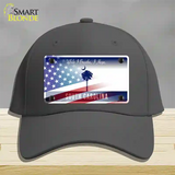 South Carolina Blue with American Flag Novelty License Plate Hat Cotton / Charcoal