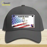 Puerto Rico with American Flag Novelty License Plate Hat Cotton / Charcoal