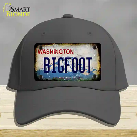 Bigfoot Washington Rusty Novelty License Plate Hat Cotton / Charcoal