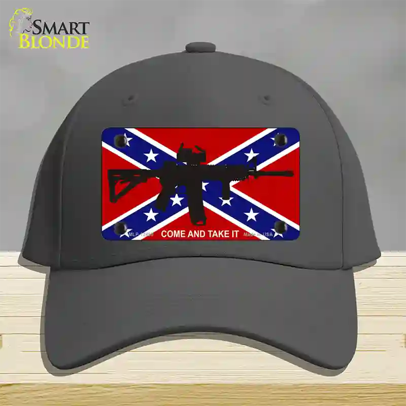 Come and Take It Confederate Flag Novelty License Plate Hat Cotton / Charcoal