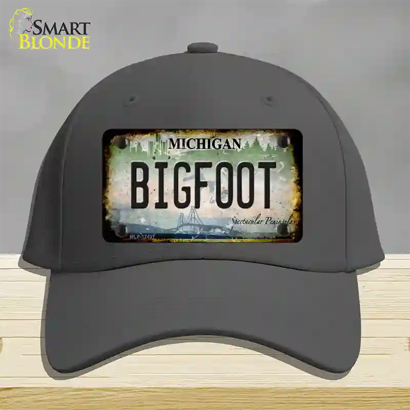 Bigfoot Michigan Novelty License Plate Hat Cotton / Charcoal