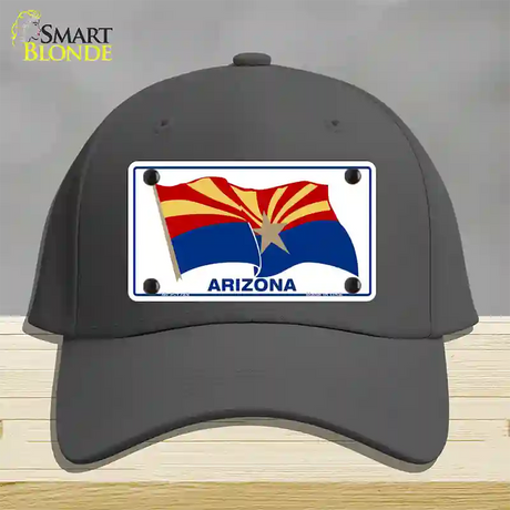 Arizona Waving Flag Novelty License Plate Hat Cotton / Charcoal