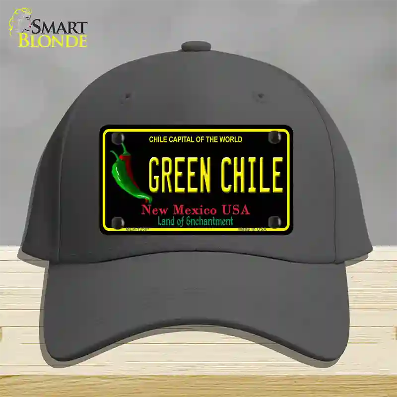 Green Chile New Mexico Black Novelty License Plate Hat Cotton / Charcoal