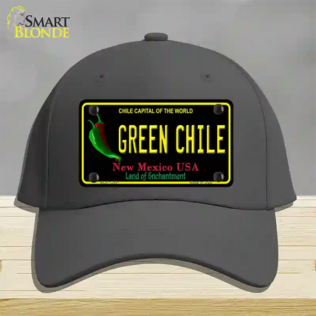 Green Chile New Mexico Black Novelty License Plate Hat Cotton / Charcoal