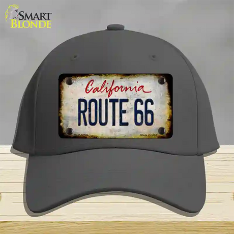 Route 66 California Rusty Novelty License Plate Hat Cotton / Charcoal