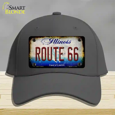 Route 66 Illinois Rusty Novelty License Plate Hat Cotton / Charcoal