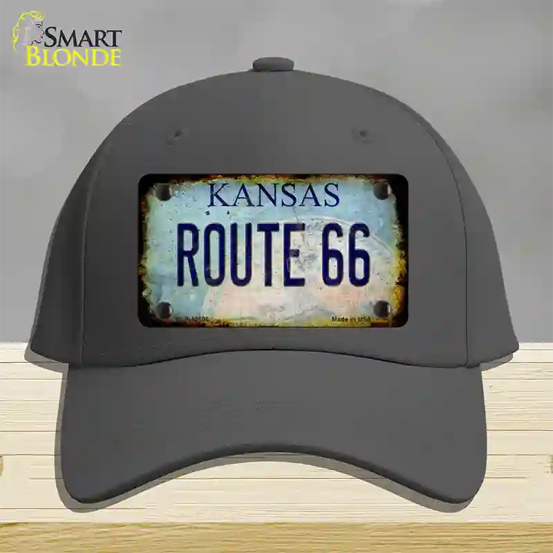 Route 66 Kansas Rusty Novelty License Plate Hat Cotton / Charcoal