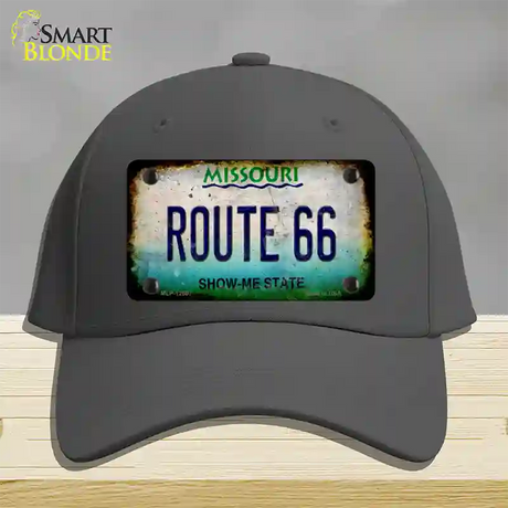 Route 66 Missouri Rusty Novelty License Plate Hat Cotton / Charcoal