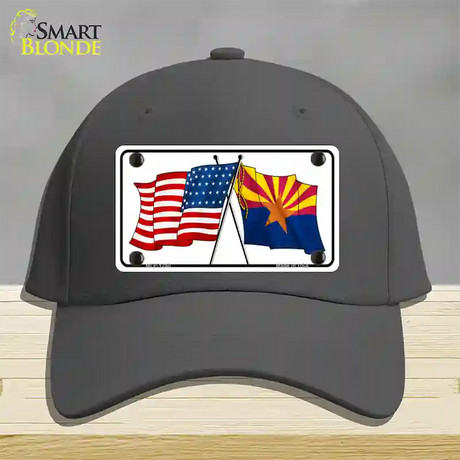 Arizona American Crossed Flags Novelty License Plate Hat Cotton / Charcoal