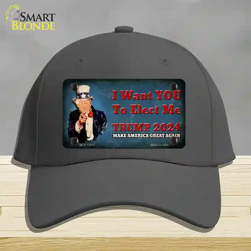 I Want You to Elect Me Trump 2024 Novelty License Plate Hat Cotton / Charcoal