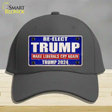 Re-Elect Trump 2024 Blue Novelty License Plate Hat Cotton / Charcoal