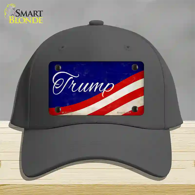 Trump on Waving Flag Novelty License Plate Hat Cotton / Charcoal