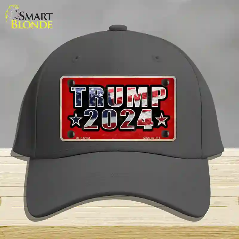 Trump 2024 Flag Novelty License Plate Hat Cotton / Charcoal