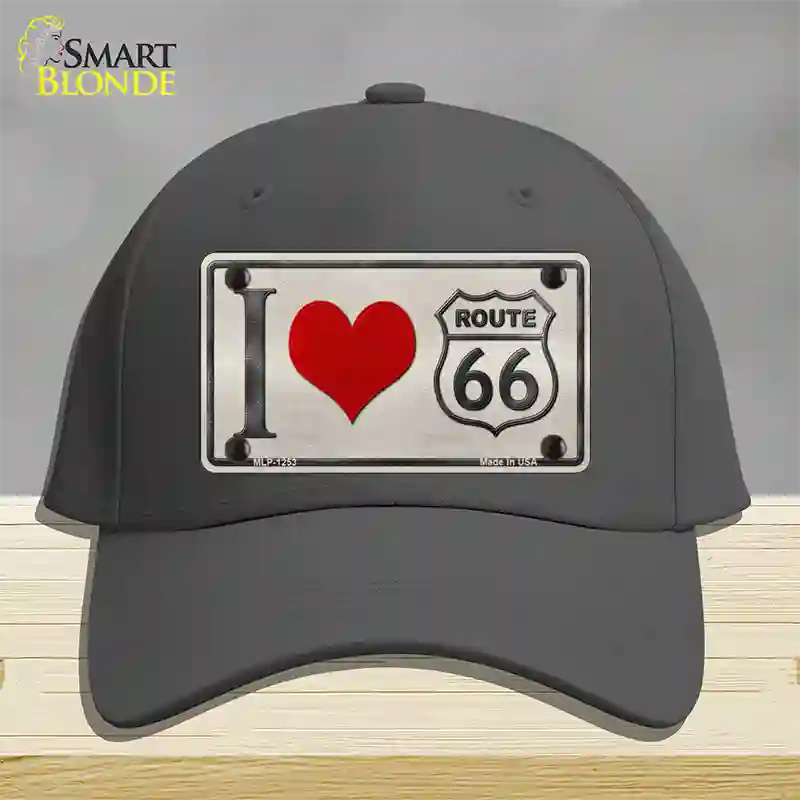 I Love Route 66 Novelty License Plate Hat Cotton / Charcoal