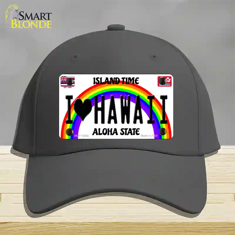 I Love Hawaii Novelty License Plate Hat Cotton / Charcoal