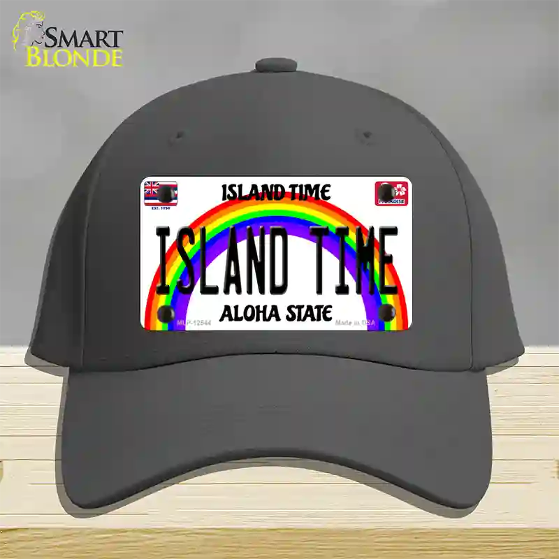 Island Time Hawaii Novelty License Plate Hat Cotton / Charcoal