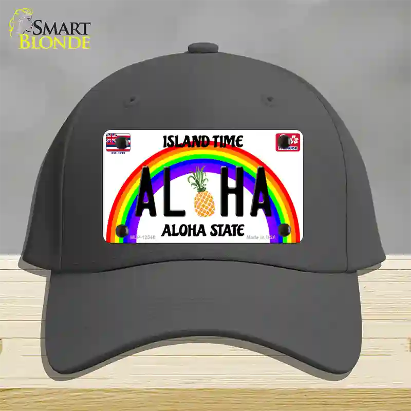 Aloha Pineapple Hawaii Novelty License Plate Hat Cotton / Charcoal