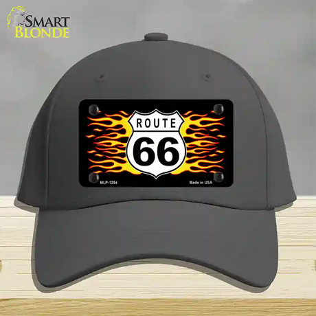 Route 66 Flames Novelty License Plate Hat Cotton / Charcoal