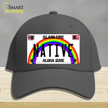 Native Hawaii Novelty License Plate Hat Cotton / Charcoal