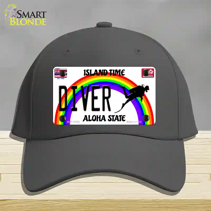 Diver Hawaii Novelty License Plate Hat Cotton / Charcoal