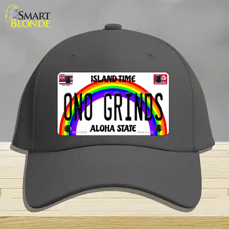 Ono Grinds Hawaii Novelty License Plate Hat Cotton / Charcoal