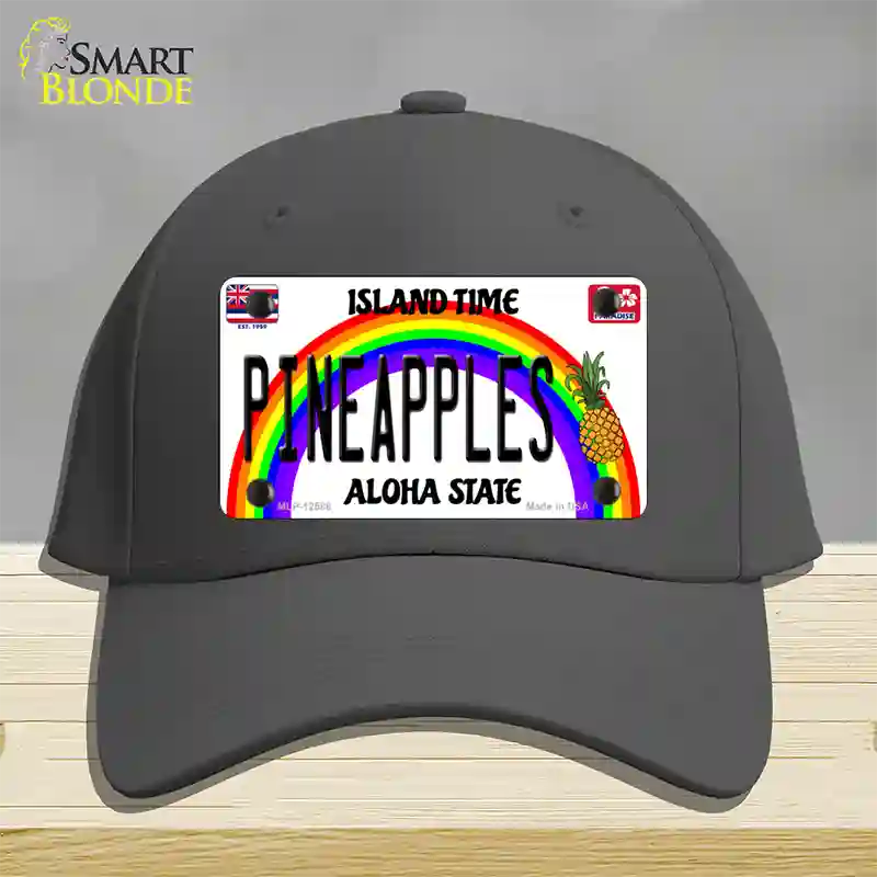 Pineapples Hawaii Novelty License Plate Hat Cotton / Charcoal