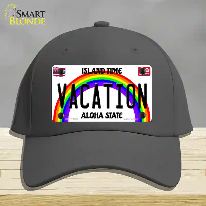 Vacation Hawaii Novelty License Plate Hat Cotton / Charcoal