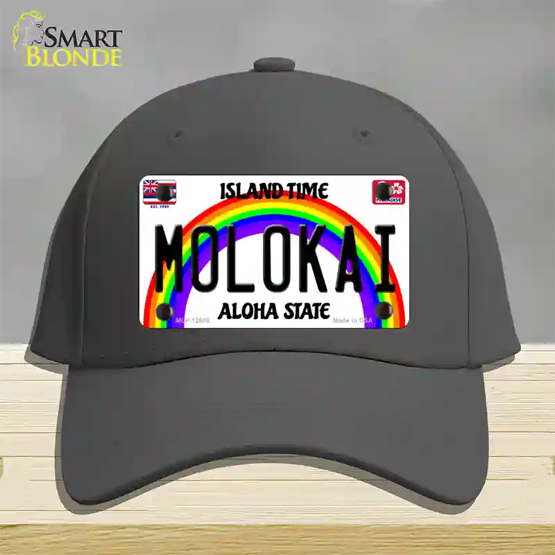 Molokai Hawaii Novelty License Plate Hat Cotton / Charcoal