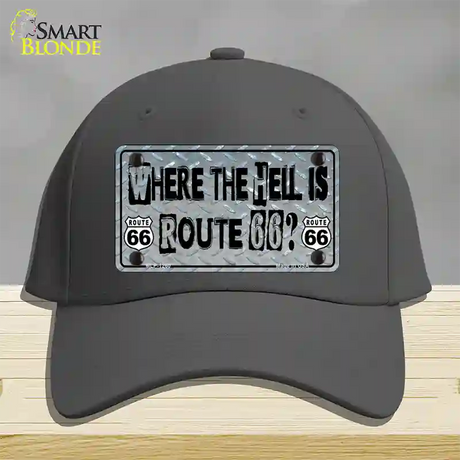 Where The Hell Is Route 66 Novelty License Plate Hat Cotton / Charcoal