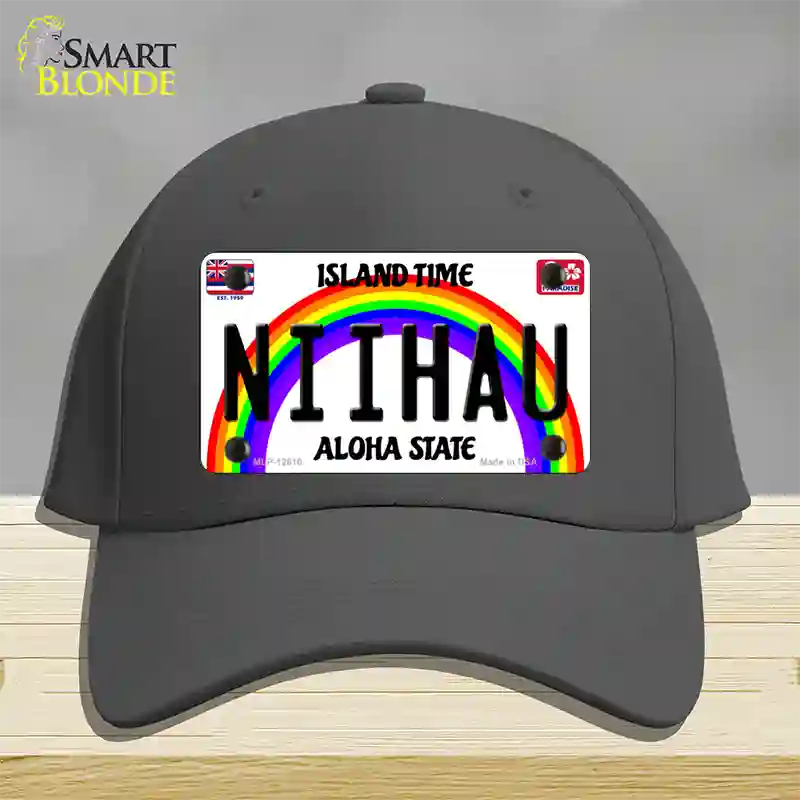 Niihau Hawaii Novelty License Plate Hat Cotton / Charcoal