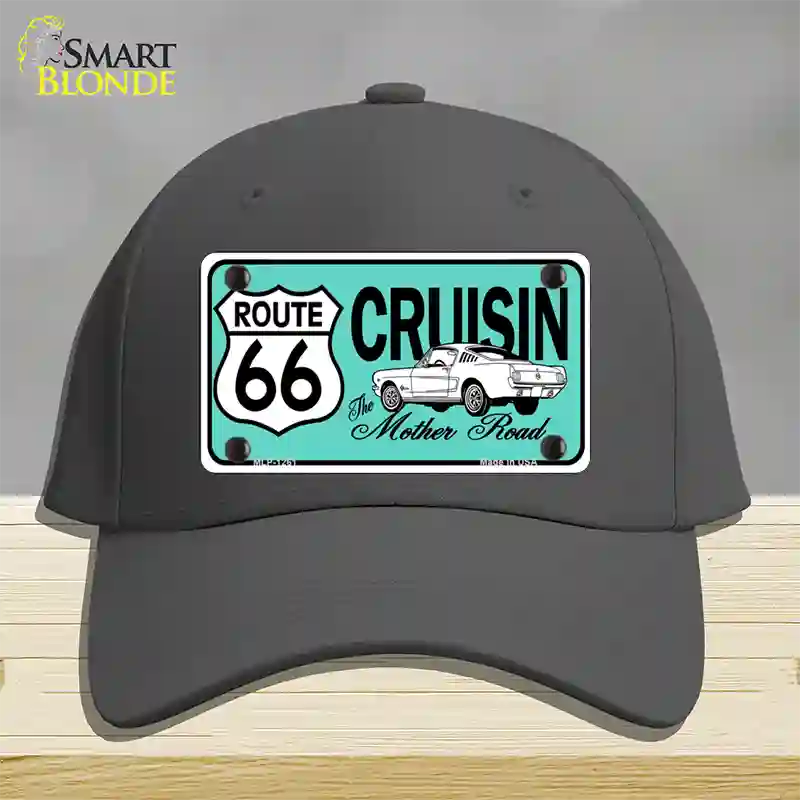 Route 66 Retro Cruisin Novelty License Plate Hat Cotton / Charcoal