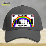 Hawaii Fan Novelty License Plate Hat Cotton / Charcoal