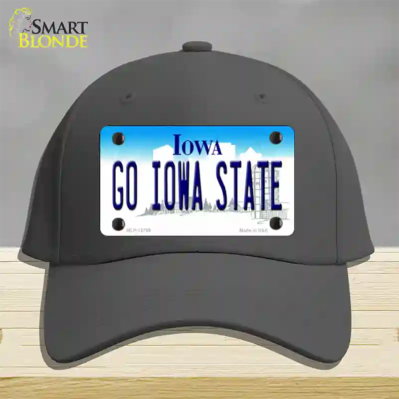 Go Iowa State Novelty License Plate Hat Tag Cotton / Charcoal