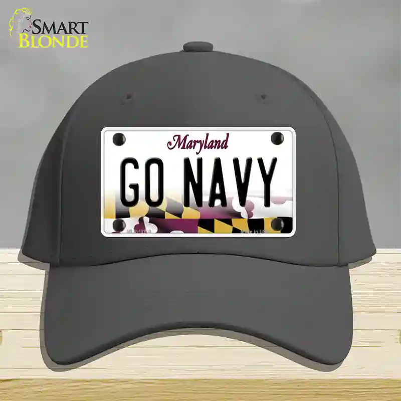 Go Navy Novelty License Plate Hat Tag Cotton / Charcoal