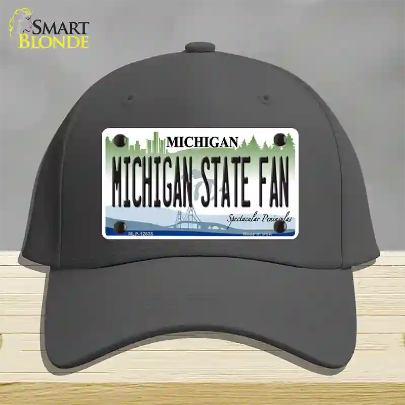 Michigan State Fan Novelty License Plate Hat Cotton / Charcoal