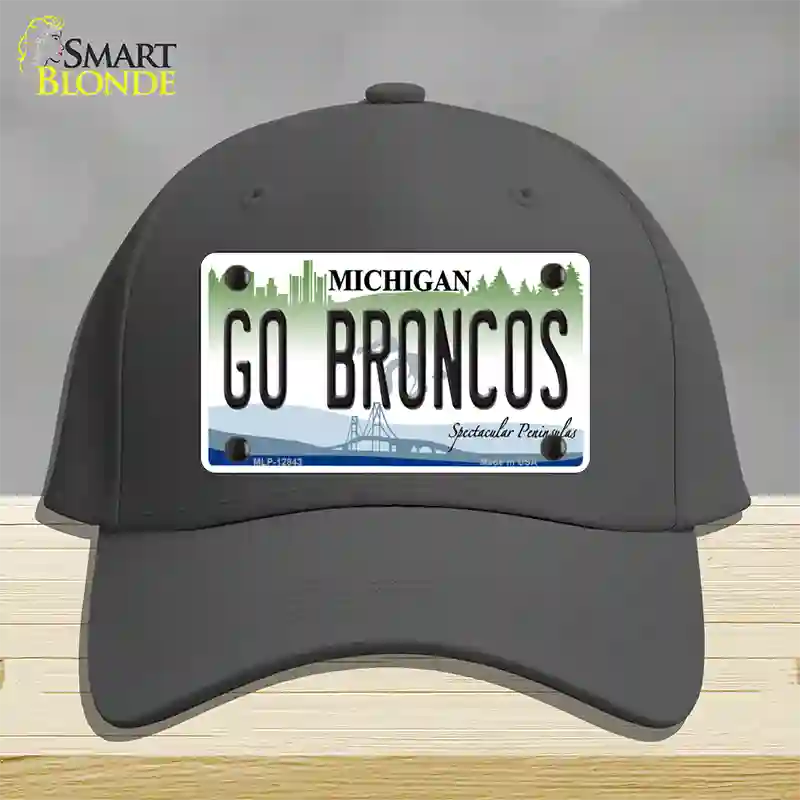 Go Broncos Michigan Novelty License Plate Hat Cotton / Charcoal