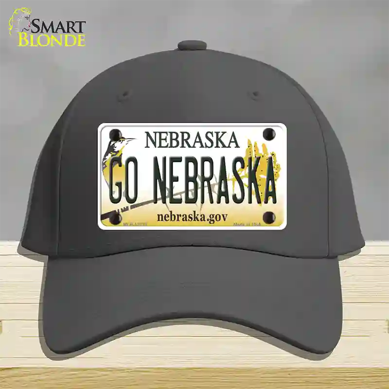 Go Nebraska Novelty License Plate Hat Cotton / Charcoal