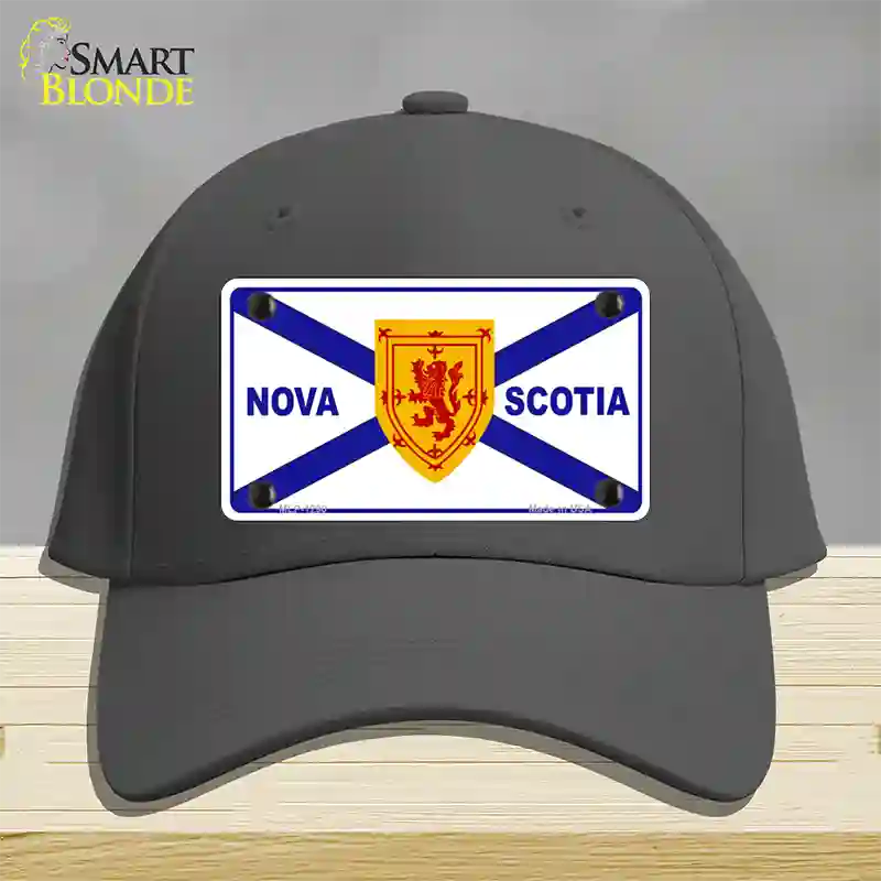 Nova Scotia Flag Novelty License Plate Hat Cotton / Charcoal