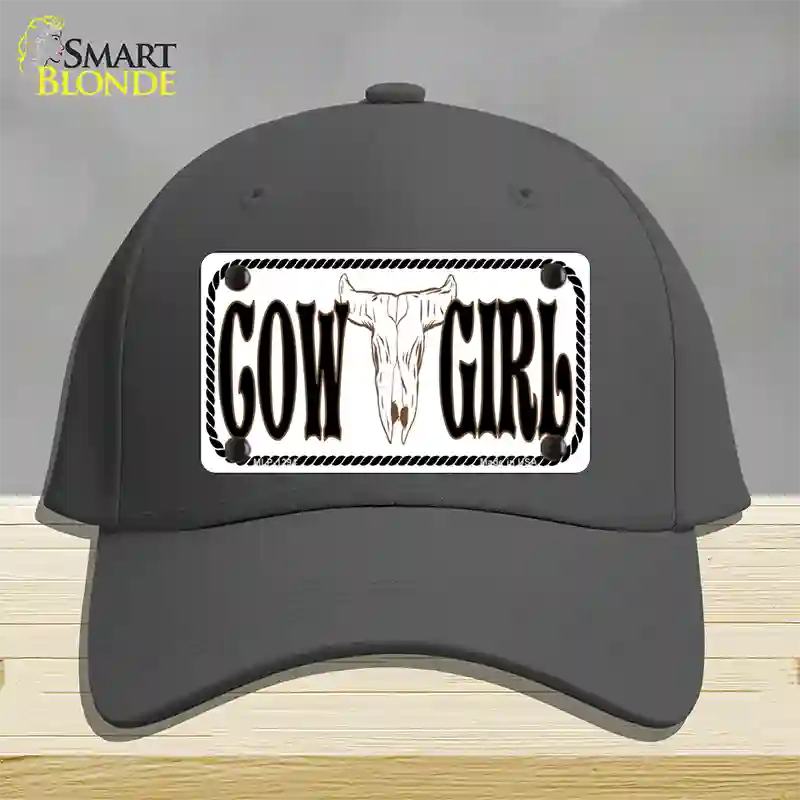 Cowgirl with Skull Novelty License Plate Hat Cotton / Charcoal