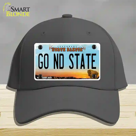 Go North Dakota State Novelty License Plate Hat Cotton / Charcoal